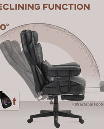 396lbs. Big and Tall Office Chair, Massage Office Chair with Footrest, Lumbar Support & Reclining Function, Black