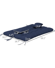 59" Tufted Bench Cushions & Throw Pillows, Replacement Bench Seat Pad, Back & 2 Pillows for Outdoor Furniture, Navy Blue