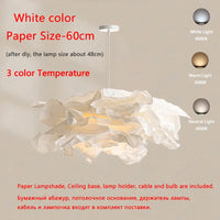 Minimalist Paper Chandelier Lighting Home Indoor Bedroom Living Room Pendant Hanging Lamps DIY White Suspension Light E27 Led