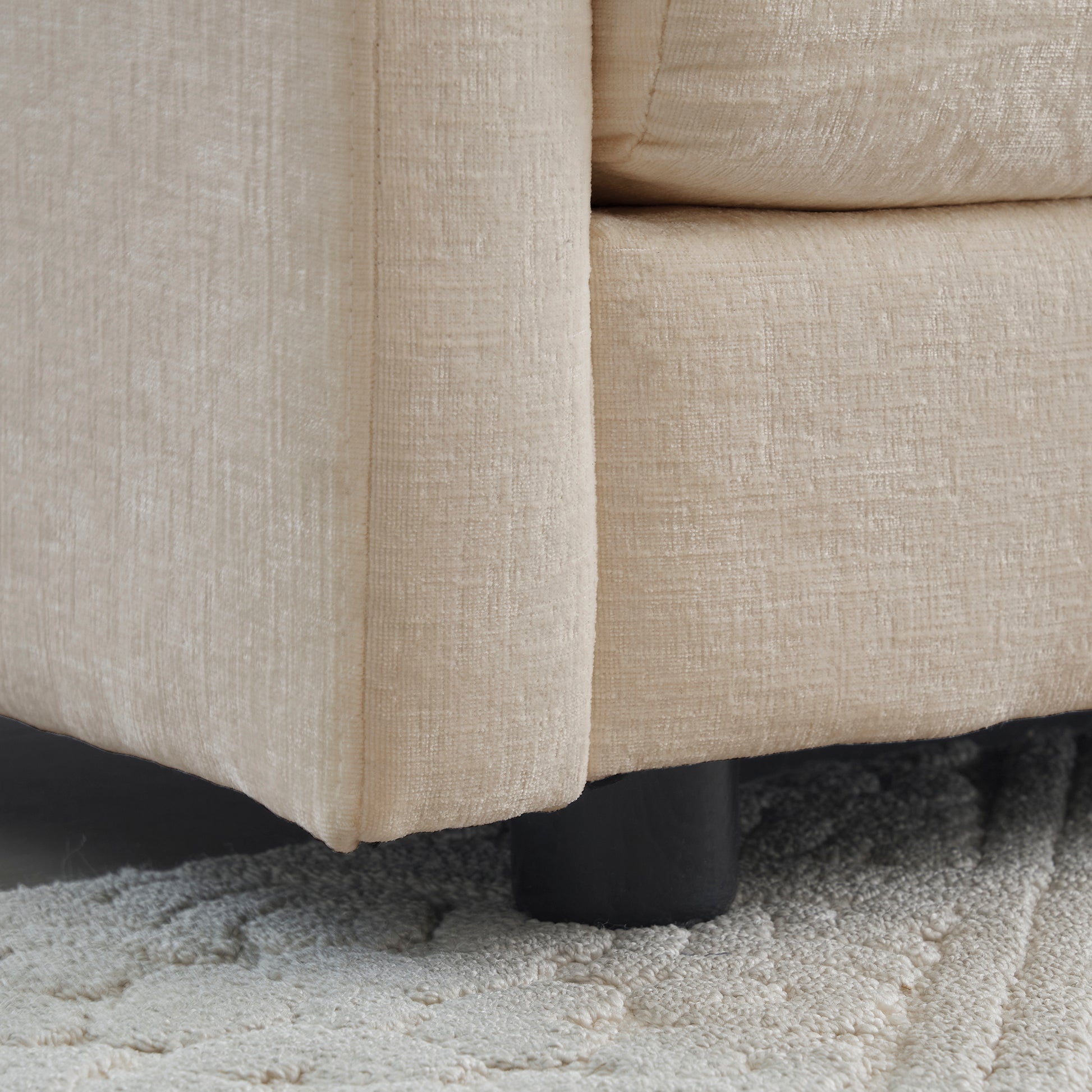 Sofa Set Of 3, 1-1-3 Seats Living Room Sofa Set, Accent Chair, Loveseat, And Three-Seat Sofa Modern Style Round Arms 3 Piece Sofa Set, Beige Chenille