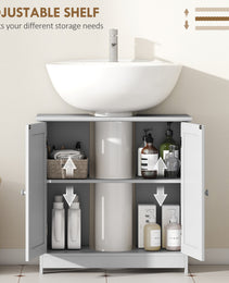 Bathroom Vanity Cabinet, Under Sink Bathroom Cabinet with 2 Doors and Adjustable Shelf, Light Gray
