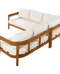 U-Style Acacia Solid Wood Patio Furniture Set  Outdoor Patio Conversation Furniture Set With 6 Soft Seat Cushions And Backpack   All Weather Outdoor Patio Sofa With Arc Frame  For Backyard  Garden.