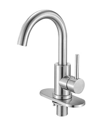 Single Handle Sink Faucet, Kitchen Faucet Brushed Nickel Single Handle, Kitchen Water Faucets With Anti-Splash Aerator, Suitable For Bathroom, RV, Bar Sink, Public Restroom, High Arc Spout