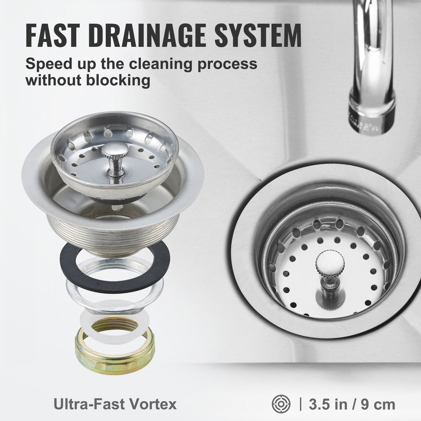 Stainless Steel Prep & Utility Sink – Commercial Single Bowl Free-Standing Station with Faucet & Adjustable Legs