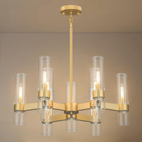Gold Chandelier,9 Light Farmhouse Chandeliers for Dining Room Light Fixture
