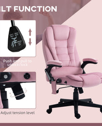 6 Point Executive Office Chair with Heat, Velvet High Back Vibrating Massage Office Chair, Pink