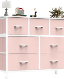 Tall Dresser Fabric Storage Tower ,Wooden Top For Kid Room, Closet, Entryway, Nursery