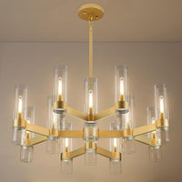 Gold Chandelier,9 Light Farmhouse Chandeliers for Dining Room Light Fixture