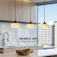 Modern Linear LED Spanish Marble Pendant Chandelier, Decor Lighting for Bedroom Bedside Kitchen Bar Coffee Bathroom Interior