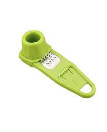 Garlic Press – Eco-Friendly Plastic & Stainless Steel Garlic Grinder (14×4cm, Rose/Green)