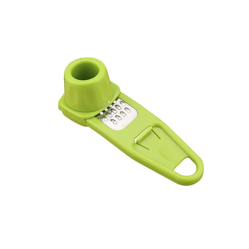 Garlic Press – Eco-Friendly Plastic & Stainless Steel Garlic Grinder (14×4cm, Rose/Green)