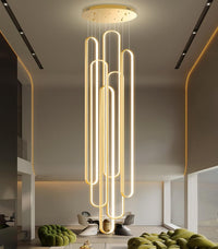 Modern LED Chandeliers for Foyer Entryway High Ceiling Long Staircase Chandeliers Dimmable Dimmable Flush Mount High Villa Foyer 2700K-6000K