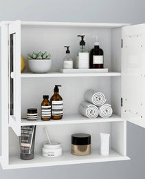 Bathroom Wall Cabinet With Doule Mirror Doors And Shelvs
