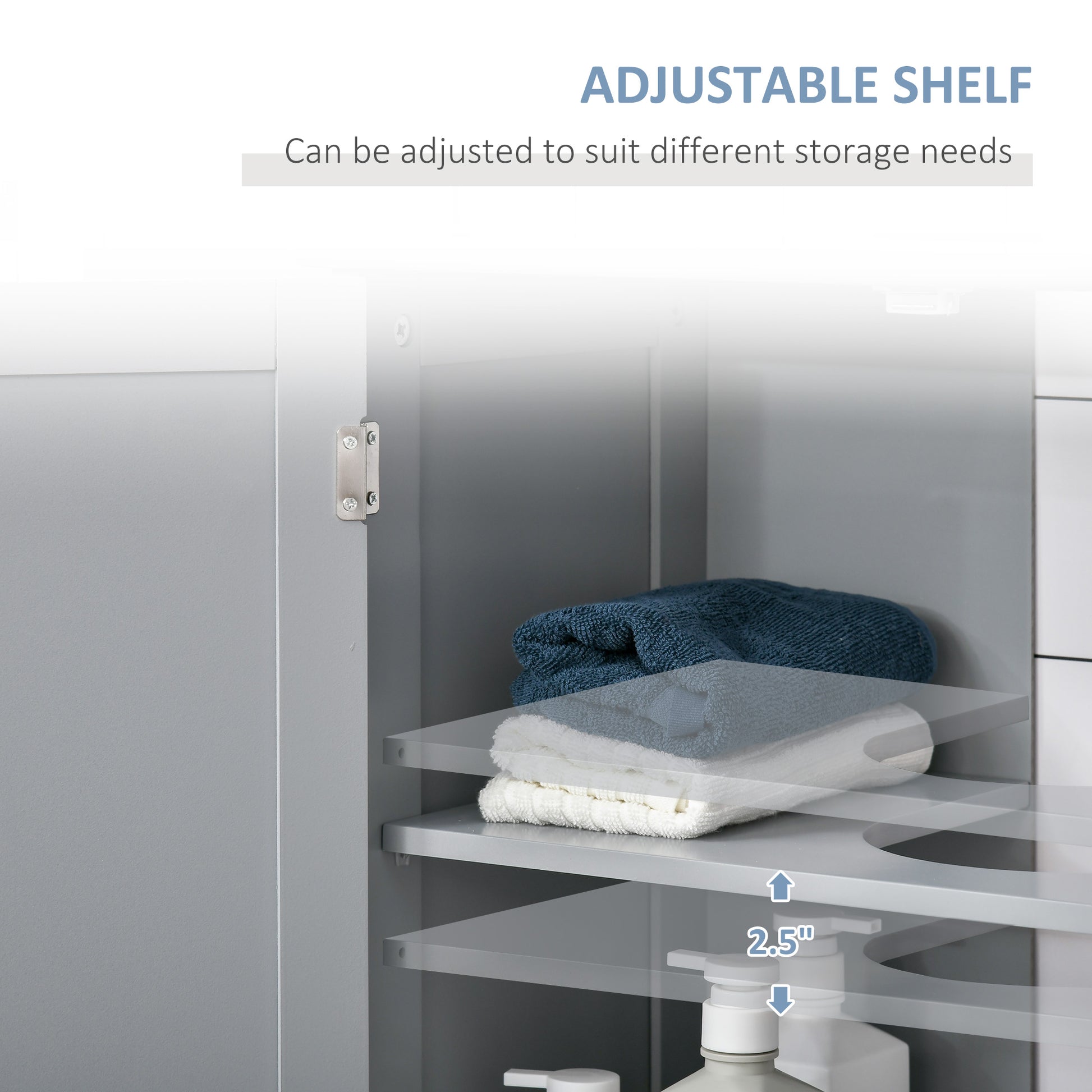 Bathroom Vanities, Bathroom Sink Cabinets with U-Shape Cut-Out and Adjustable Internal Shelf, Gray