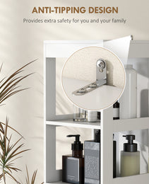 Narrow Bathroom Storage Cabinet, Bathroom Cabinet with 3 Drawers & 2 Open Shelves, Slim Bathroom Floor Cabinet, White