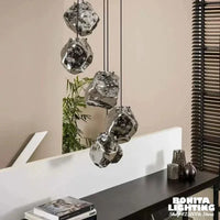 Ice Crystal Pendant Lamp Nordic Minimalism Bedside Restaurant Mirror Front Atmosphere Droplight Glass Stone Ceiling Chandelier