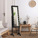 Mirrored Standing Jewelry Armoire Cabinet With LED Lights - CJDS