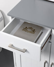 Bathroom Floor Cabinet, Freestanding Linen Cabinet, Storage Cabinet with 2 Drawers, Double Doors, Adjustable Shelf, White