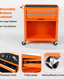 Tool Chest, 8-Drawer Rolling Tool Storage Cabinet With 2 In 1 Detachable Top Tool Box, Liner, Lockable Wheels, Side Hooks, Metal Tool Cart For Garage