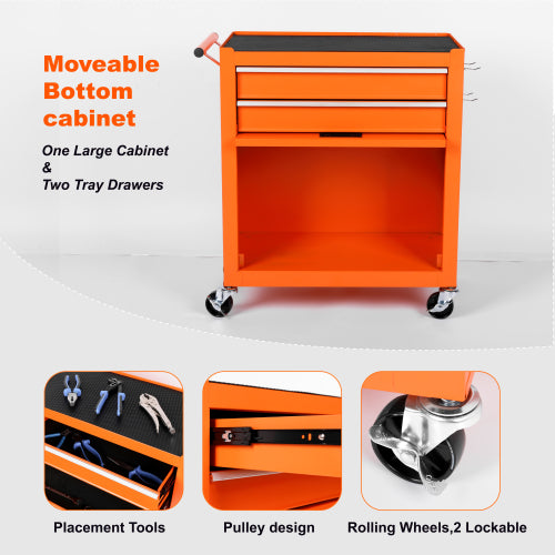 Tool Chest, 8-Drawer Rolling Tool Storage Cabinet With 2 In 1 Detachable Top Tool Box, Liner, Lockable Wheels, Side Hooks, Metal Tool Cart For Garage