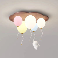 Cloud Balloon LED Ceiling Lamp Wooden Children's Room Ceiling Chandelier Romantic Cartoon Warm Boy Girl Bedroom Decor Fixture