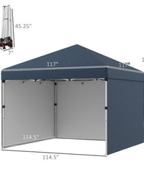 10' x 10' Pop Up Canopy with Sidewalls, Weight Bags and Carry Bag, Height Adjustable Tent for Parties, Navy