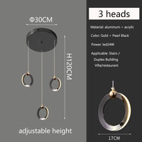 Duplex Staircase Lamp Long Chandelier Black Gold Modern Minimalist Light Luxury Creative Lighting Villa Loft Living Room Rng