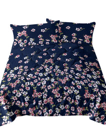 3pc Dark Blue Floral Bedding Comforter Set Including 1 Comforter Set And 2 Pillowcases Suitable For All Seasons