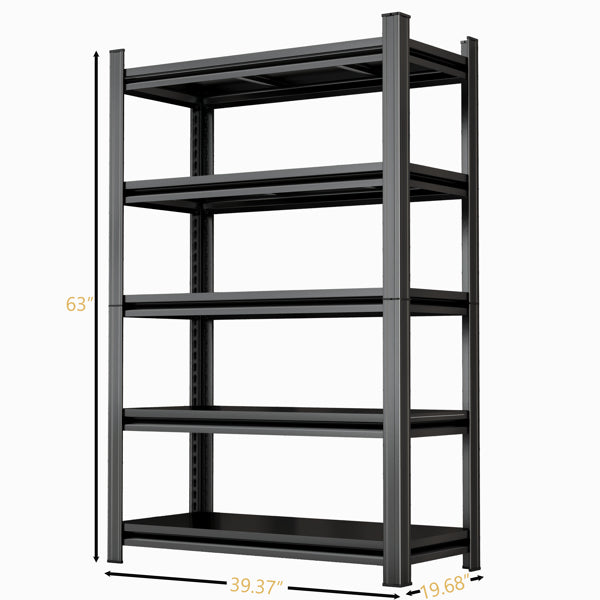 5 Tier Storage Shelves, 2200LBS Adjustable Metal Shelving Unit, Black, Needs Assembly