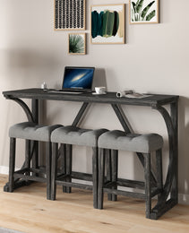 Bar Table Set With Power Outlet, Bar Table And Chairs Set, 4 Piece Dining Table Set, Industrial Breakfast Table Set, For Living Room, Dining Room, Game Room