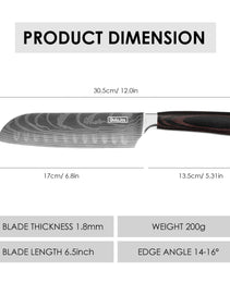 Qulajoy 7-Inch Santoku Knife – High Carbon Stainless Steel Chef Knife with Pakkawood Handle (Japanese Style)