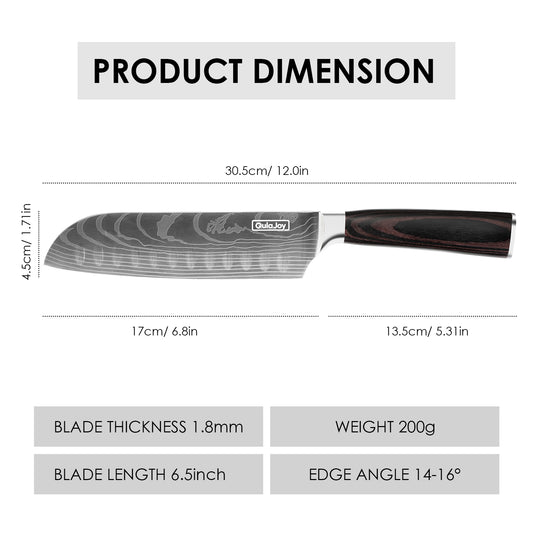 Qulajoy 7-Inch Santoku Knife – High Carbon Stainless Steel Chef Knife with Pakkawood Handle (Japanese Style)