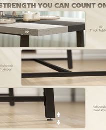 Industrial Kitchen Table for 8 People, 70.9" Long Dining Table with Large Tabletop and Steel Legs for Dining Room, Gray