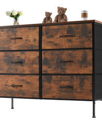 Tall Dresser Fabric Storage Tower ,Wooden Top For Kid Room, Closet, Entryway, Nursery