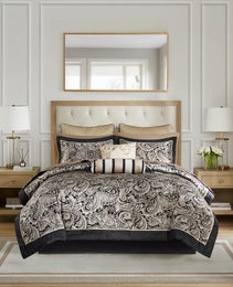 12 Piece Comforter Set With Cotton Bed Sheets Black Queen