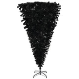 6 FT Pre-lit Upside Down Artificial Christmas Tree, Black Halloween Tree With 250 Purple Lights And Pumpkin & Skull Ornaments - CJDS - FC