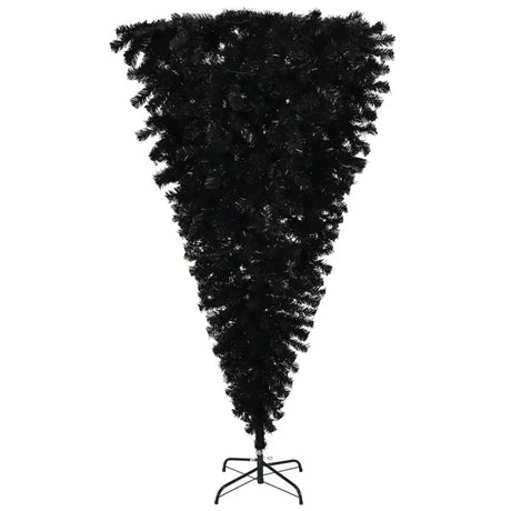 6 FT Pre-lit Upside Down Artificial Christmas Tree, Black Halloween Tree With 250 Purple Lights And Pumpkin & Skull Ornaments - CJDS - FC