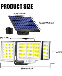 1,2 Pack Solar Lights Outdoor 348 LED Motion Sensor Lights With Remote Control  3 Head Waterproof