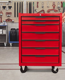 7-Drawer Rolling Tool Chest Cabinet, Large Capacity Metal Tool Box With Wheels And Cylinder Locking, Roll Around Storage Organizer Tool Cart For Garage, Warehouse, Work Shop - Red