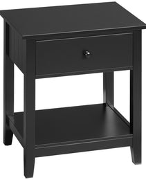 End Table, 2-tier Side Table with Drawer and Storage Shelf, Modern Sofa Side Table for Living Room, Black