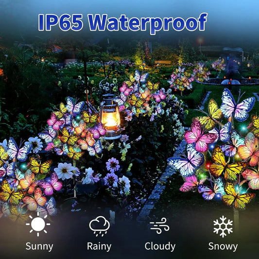 Solar LED Butterfly Flower Light Outdoor Simulation Butterfly Lawn Lamp Garden Waterproof Landscape for Home Christmas Decor