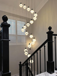 20-Light Modern Chandelier for Foyer Crystal Chandeliers for Living Room Gold Pendant Light Fixture Staircase Chandelier for High Ceilings Dimmable LED Hanging Light with Remote