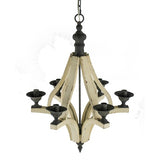 6 - Light Wood Chandelier With Adjustable Chain For Kitchen, Dining Hall Entrance, Bulb Not Included - CJDS