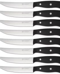 8-Piece 4.5-Inch Steak Knife Set, Carbon Steel Double Bevel, With Eco-Friendly POM Handles And Gift Box
