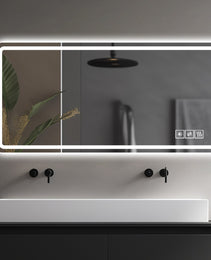 60X28 Inch LED Bathroom Mirror Vanity Mirrors With Front Lights Wall Mounted Anti-Fog Frameless Make Up Mirror With Light 5 Mm Silver Mirror Horizontal