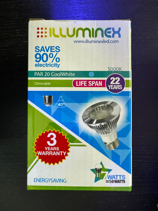 Light Up Your World with Versatile PAR20 Bulb - Choose from 5000K 7W 120V with Illuminex Brilliance! 5000K