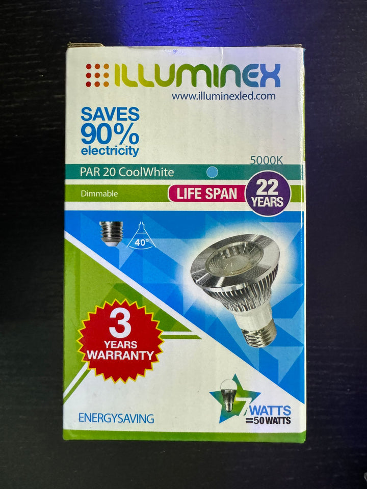 Light Up Your World with Versatile PAR20 Bulb - Choose from 5000K 7W 120V with Illuminex Brilliance! 5000K