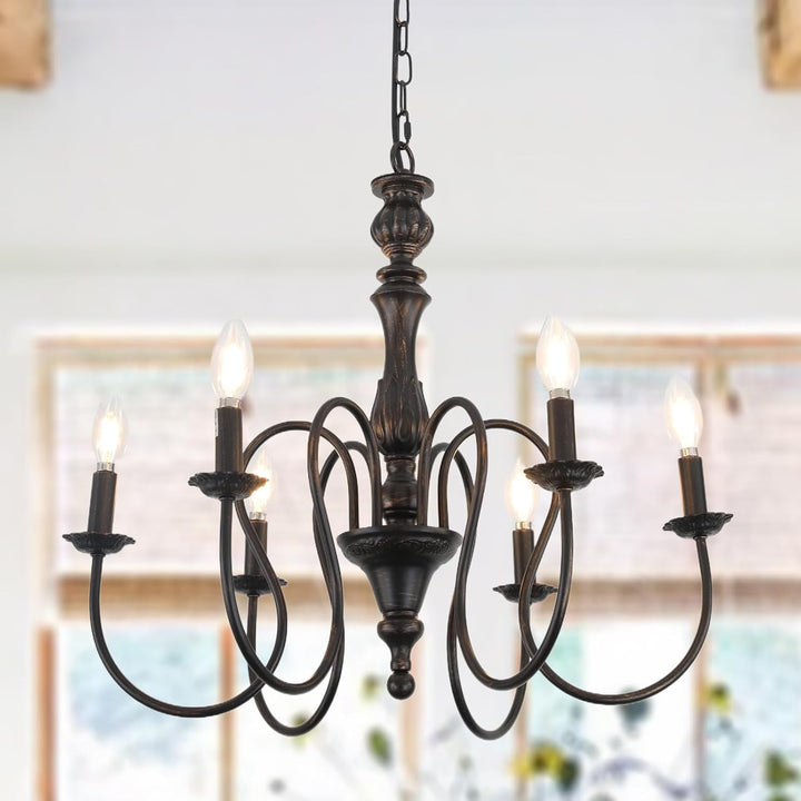 Vintage Orb Oil Rubble Black Chandelier for Dining Room