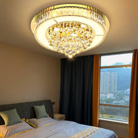 24" Modern Crystal Dimmable Chandeliers for Living Room LED Chandeliers Flush Mount Ceiling Light Fixture Dining Room Bedrooms Gold