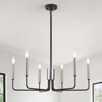 Roxsanne 6-Light Nickel/Black Dimmable Classic Chandelier Rustic Linear Candle-Style Kitchen Island Light Fixture
